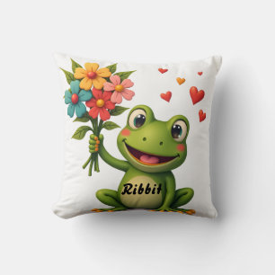 Personalisierte Frosch-Blumen-Wurfkissen Kissen