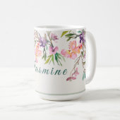Personalisierte Frühlingsblumen-Aquarell-Botanik Kaffeetasse (VorderseiteRechts)