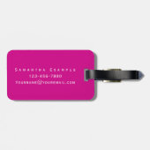 Personalisierte Fuchsia-Moderne Typografie Gepäckanhänger (Rückseite horizontal)