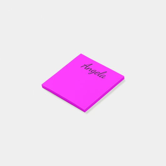 Personalisierte Fuchsia-Vollfarbe Post-it Klebezettel (angewinkelt)