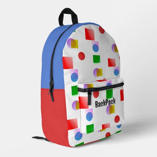 Personalisierte Fun Colors Inspiration Kids School Bedruckter Rucksack (Rückseitige Ecke links)