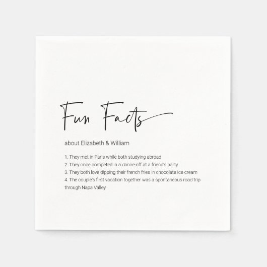 Personalisierte Fun Fakten Hochzeitscocktail Napki Serviette (Vorderseite)