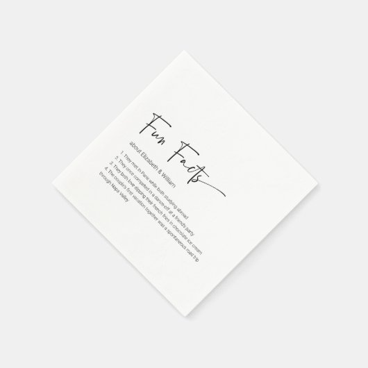 Personalisierte Fun Fakten Hochzeitscocktail Napki Serviette (Ecke)