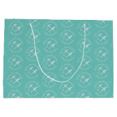 Personalisierte Fun-Flugzeuge auf Aquamarinem Kind Große Geschenktüte (Rückseite)