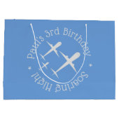 Personalisierte Fun-Flugzeuge auf blau, steil anst Große Geschenktüte (Rückseite)