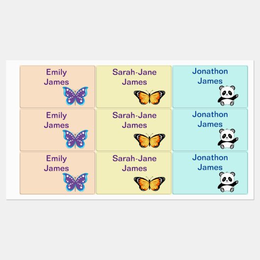 Personalisierte Fun Kids-Kennzeichnung Etiketten (Blatt)