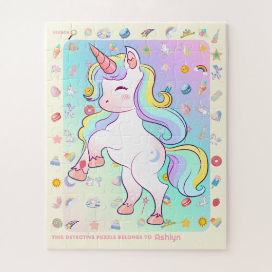Personalisierte Fun Unicorn Detection Puzzle (Vertikal)
