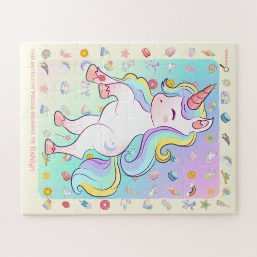Personalisierte Fun Unicorn Detection Puzzle (Horizontal)