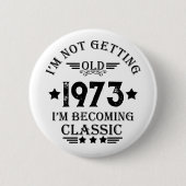 Personalisierte fünfzig Vintage 50. Geburtstagsfei Button (Vorderseite)