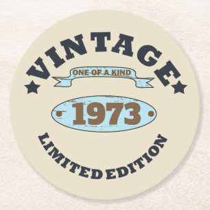Personalisierte fünfzig Vintage 50. Geburtstagsfei Runder Pappuntersetzer