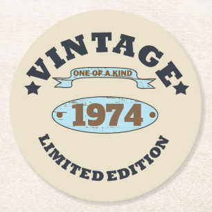 Personalisierte fünfzig Vintage 50. Geburtstagsfei Runder Pappuntersetzer