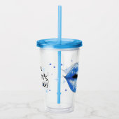 Personalisierte Funkelnd Coole blaue Liebe Lippen  Acryltrinkbecher (Rechts)