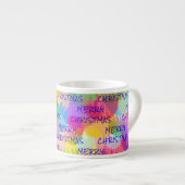 PERSONALISIERTE FUNKELND FARBIGE MERRY CHRISTMAS ESPRESSOTASSE (Vorderseite Rechts)