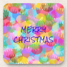 PERSONALISIERTE FUNKELND FARBIGE MERRY CHRISTMAS GETRÄNKEUNTERSETZER