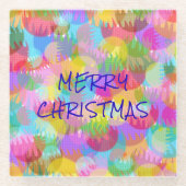 PERSONALISIERTE FUNKELND FARBIGE MERRY CHRISTMAS GLASUNTERSETZER (Vorderseite)