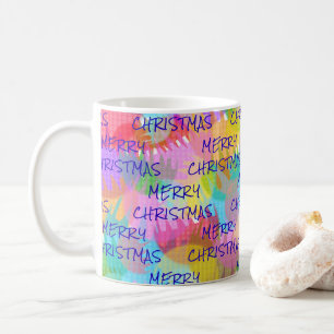 PERSONALISIERTE FUNKELND FARBIGE MERRY CHRISTMAS KAFFEETASSE