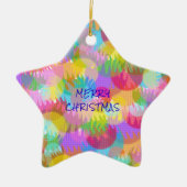 PERSONALISIERTE FUNKELND FARBIGE MERRY CHRISTMAS KERAMIK ORNAMENT (Vorne)