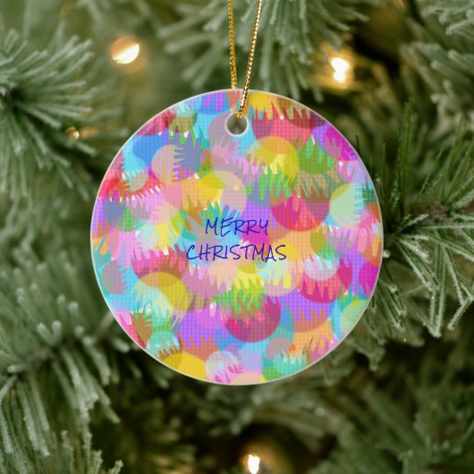 PERSONALISIERTE FUNKELND FARBIGE MERRY CHRISTMAS KERAMIK ORNAMENT (Baum)