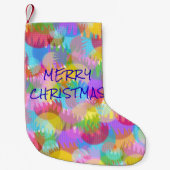 PERSONALISIERTE FUNKELND FARBIGE MERRY CHRISTMAS KLEINER WEIHNACHTSSTRUMPF (Vorderseite)