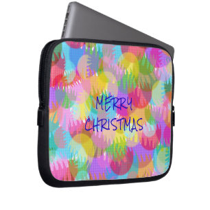 PERSONALISIERTE FUNKELND FARBIGE MERRY CHRISTMAS LAPTOPSCHUTZHÜLLE