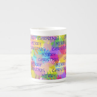 PERSONALISIERTE FUNKELND FARBIGE MERRY CHRISTMAS PORZELLANTASSE