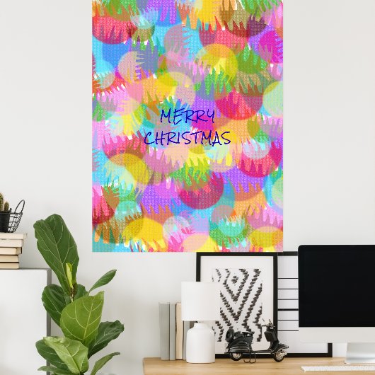 PERSONALISIERTE FUNKELND FARBIGE MERRY CHRISTMAS POSTER (Heimbüro)