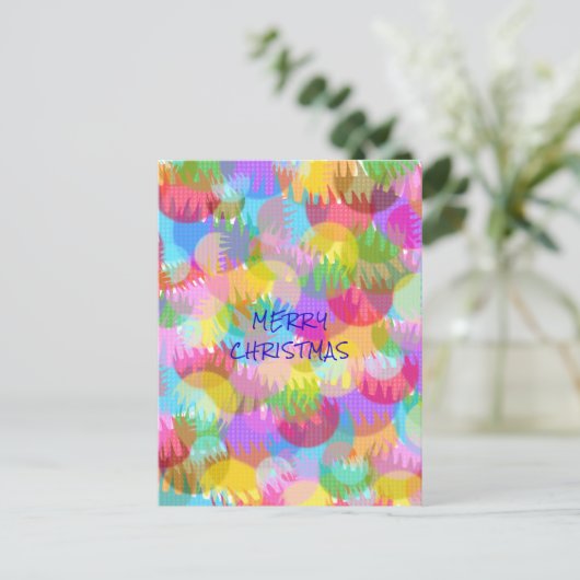 PERSONALISIERTE FUNKELND FARBIGE MERRY CHRISTMAS POSTKARTE (Stehend Vorderseite)