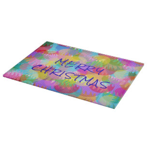 PERSONALISIERTE FUNKELND FARBIGE MERRY CHRISTMAS SCHNEIDEBRETT