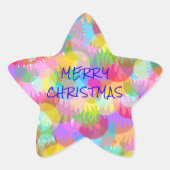 PERSONALISIERTE FUNKELND FARBIGE MERRY CHRISTMAS Stern-Aufkleber (Vorderseite)