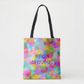 PERSONALISIERTE FUNKELND FARBIGE MERRY CHRISTMAS TASCHE (Vorderseite)