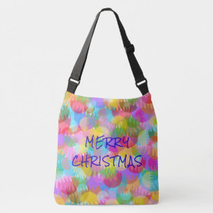 PERSONALISIERTE FUNKELND FARBIGE MERRY CHRISTMAS TRAGETASCHEN MIT LANGEN TRÄGERN