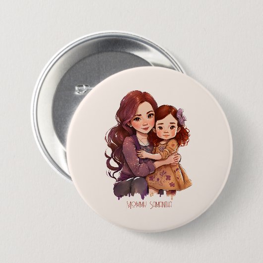 Personalisierte Funkelnd Mutter und Tochter Button (Vorne & Hinten)
