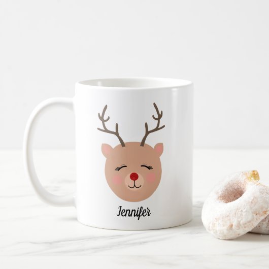 Personalisierte Funkelnd Tasse von Roten Hirschen (Mit Donut)