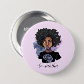 Personalisierte funkelnde afroamerikanische Frau Button (Vorne & Hinten)