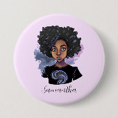 Personalisierte funkelnde afroamerikanische Frau Button (Vorderseite)