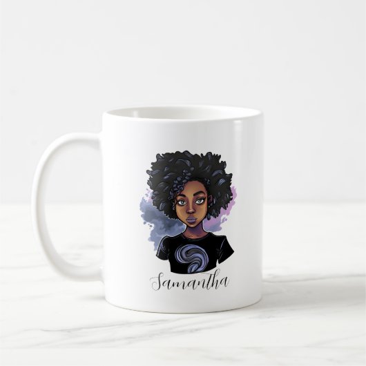 Personalisierte funkelnde afroamerikanische Frau Kaffeetasse (Links)