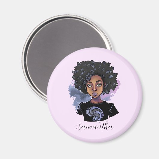 Personalisierte funkelnde afroamerikanische Frau Magnet (Vorderseite/Rückseite)