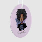 Personalisierte funkelnde afroamerikanische Frau Ornament (Vorderseite)