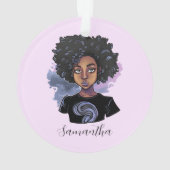 Personalisierte funkelnde afroamerikanische Frau Ornament (Rückseite)