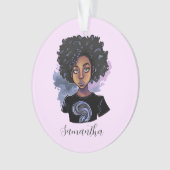 Personalisierte funkelnde afroamerikanische Frau Ornament (Vorderseite)