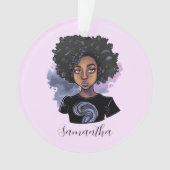 Personalisierte funkelnde afroamerikanische Frau Ornament (Vorderseite)