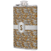 Personalisierte funkelnde dekorative Silber-Gold-F Flachmann (Links)