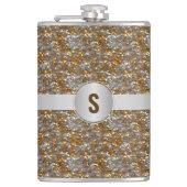 Personalisierte funkelnde dekorative Silber-Gold-F Flachmann (Vorderseite)