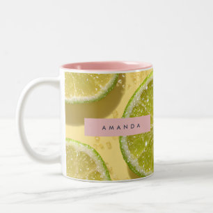 Personalisierte Funkelnde Limettenscheibe Glitter  Zweifarbige Tasse
