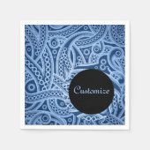 Personalisierte Funky Blue Paisley Pattern Napkins Serviette (Vorderseite)