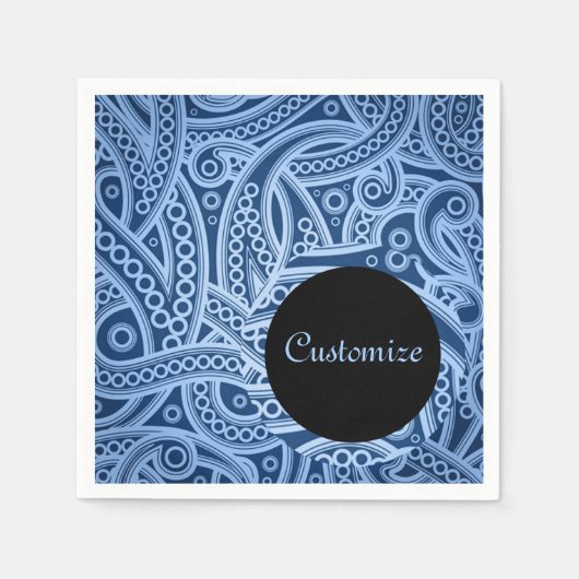 Personalisierte Funky Blue Paisley Pattern Napkins Serviette (Vorderseite)