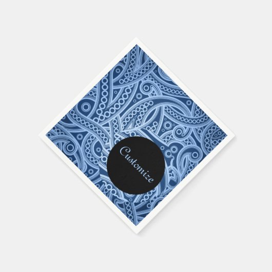 Personalisierte Funky Blue Paisley Pattern Napkins Serviette (Ecke)