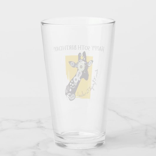 Personalisierte Funky Cool Giraffe Funny Geburtsta Glas (Rückseite)