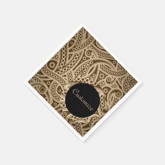 Personalisierte Funky Gold Paisley Pattern Napkins Serviette (Ecke)