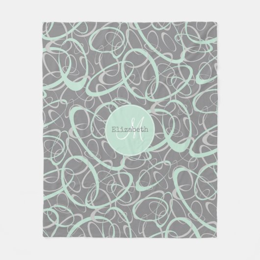 personalisierte Funky Loops in Minze Fleecedecke (Vorderseite)